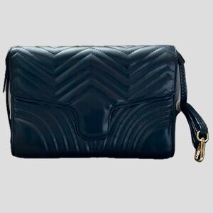 Blue Quilted Crossbody/Clutch